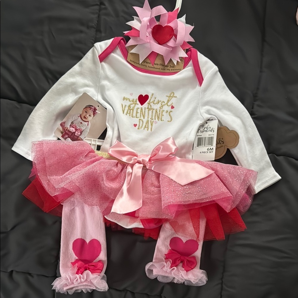 Baby Essentials My First Valentine's Day Outfit Set 6 months NWT